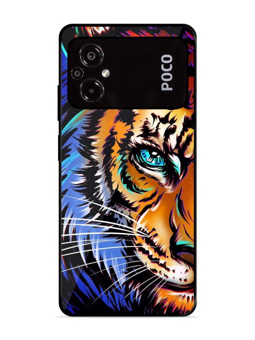 Colorful Lion Art Glossy Metal Phone Cover for Poco M5 Zapvi