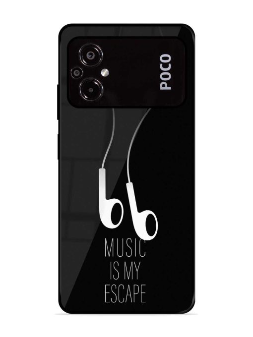 Music Is My Escape Glossy Metal Phone Cover for Poco M5 Zapvi