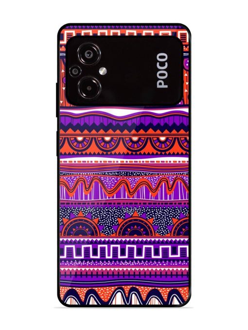 Ethnic Seamless Pattern Glossy Metal TPU Phone Cover for Poco M5 Zapvi