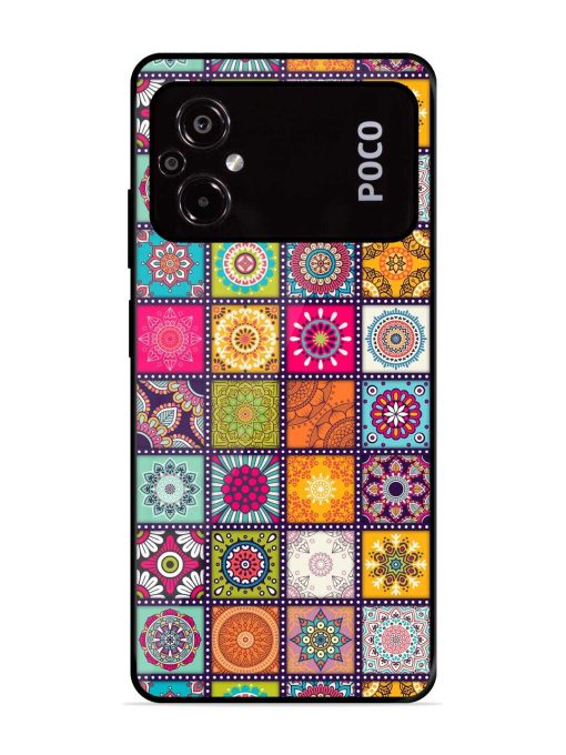 Seamless Pattern Vintage Glossy Metal Phone Cover for Poco M5 Zapvi