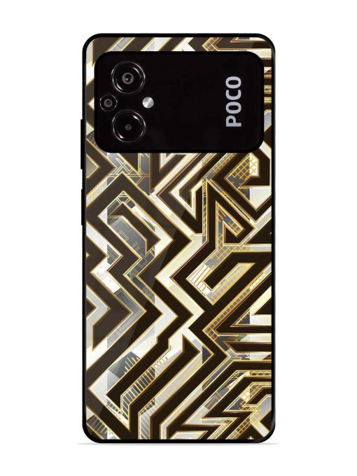 Technology Geometric Seamless Glossy Metal Phone Cover for Poco M5 Zapvi