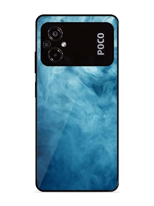 Blue Smoke Art Glossy Metal Phone Cover for Poco M5