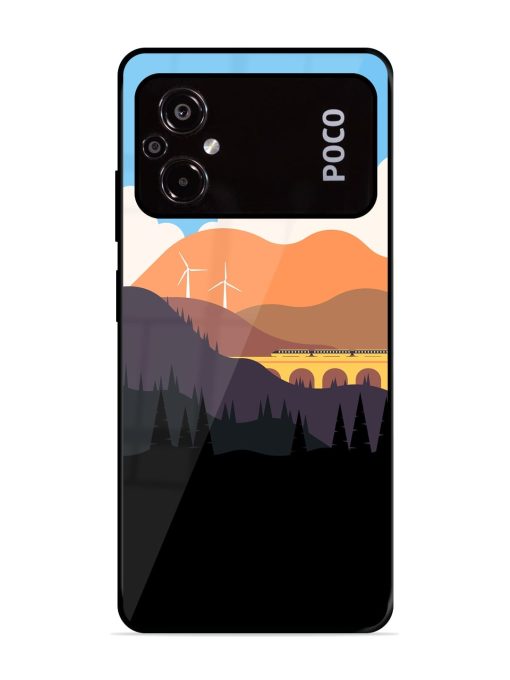 Minimal Mountain Vector Glossy Metal Phone Cover for Poco M5 Zapvi