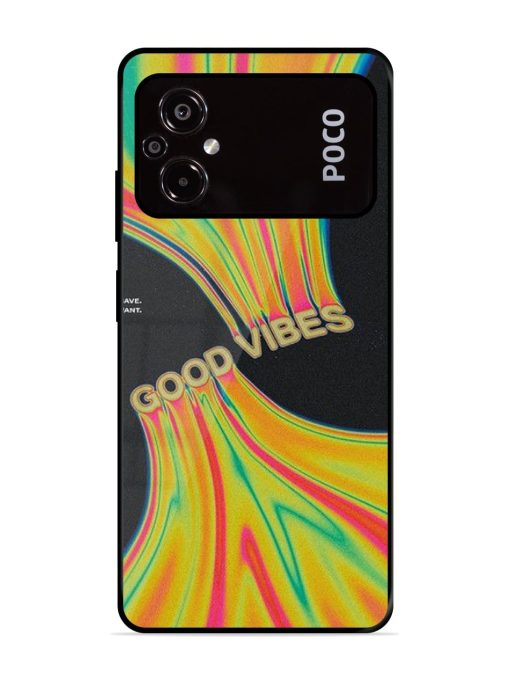 Good Vibes Glossy Metal Phone Cover for Poco M5 Zapvi