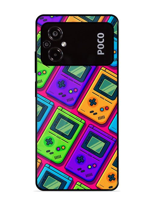 Game Seamless Pattern Glossy Metal Phone Cover for Poco M5 Zapvi