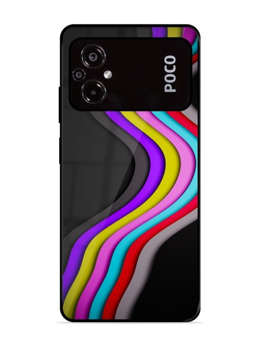 Liquid Blue Abstract Glossy Metal Phone Cover for Poco M5 Zapvi