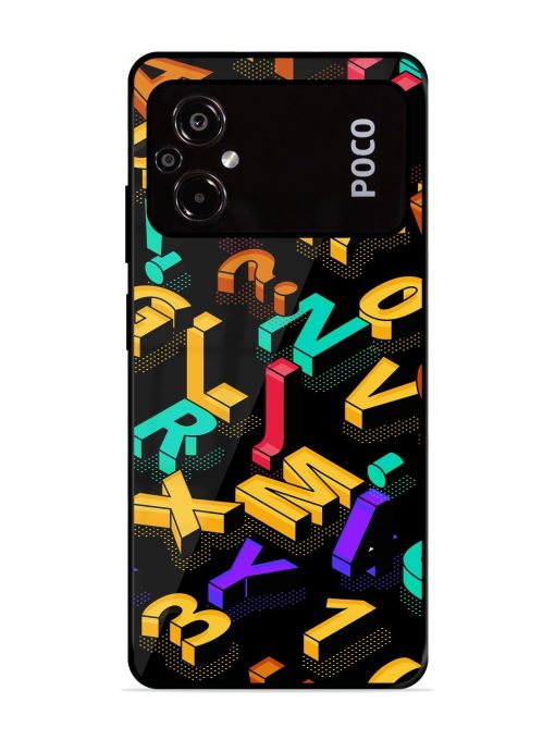 Seamless Pattern With Letters Glossy Metal Phone Cover for Poco M5