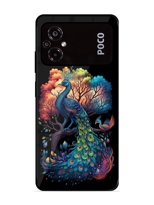 Peacock Tree Art Glossy Metal Phone Cover for Poco M5