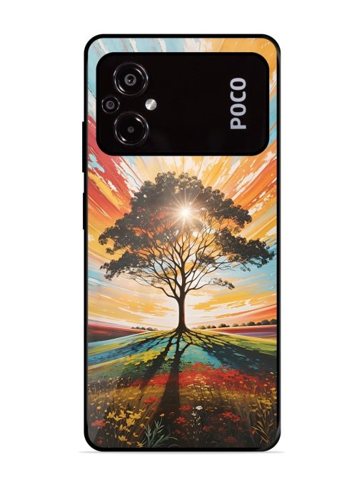 Abstract Tree Colorful Art Glossy Metal Phone Cover for Poco M5 Zapvi