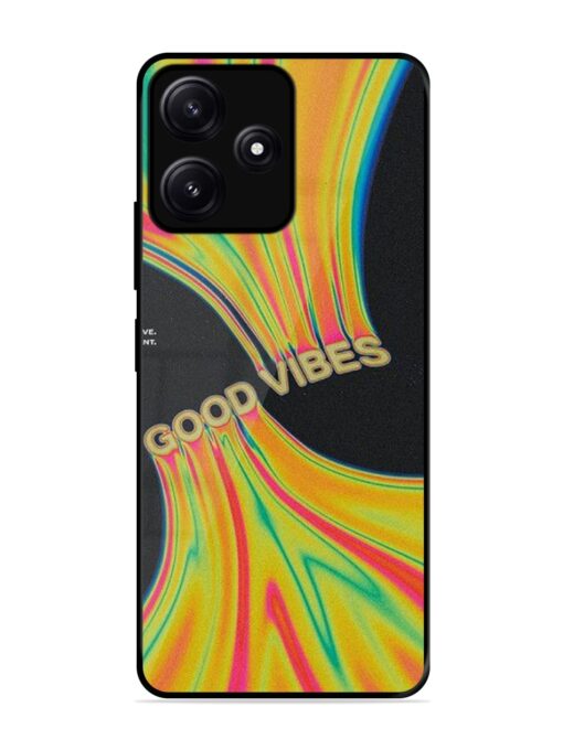 Good Vibes Glossy Metal Phone Cover for Poco M6 (5G) Zapvi