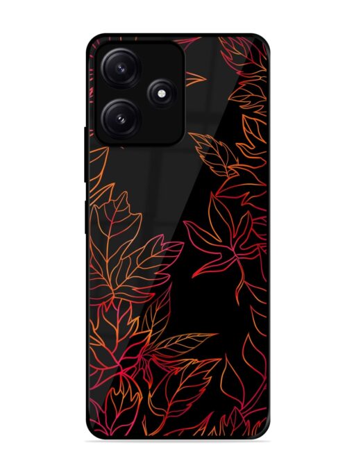 Red Floral Pattern Glossy Metal Phone Cover for Poco M6 (5G)