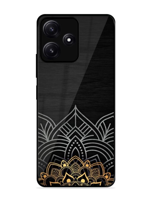 Decorative Golden Pattern Glossy Metal Phone Cover for Poco M6 (5G) Zapvi