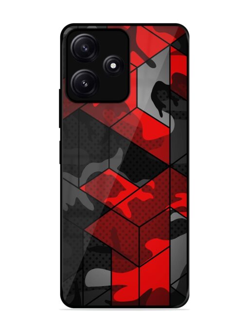 Royal Red Camouflage Pattern Glossy Metal Phone Cover for Poco M6 (5G) Zapvi