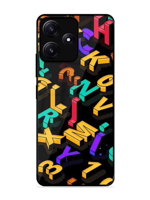 Seamless Pattern With Letters Glossy Metal Phone Cover for Poco M6 (5G)