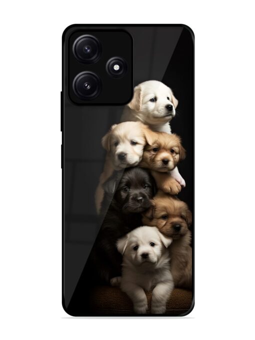 Cute Baby Dogs Glossy Metal Phone Cover for Poco M6 (5G) Zapvi