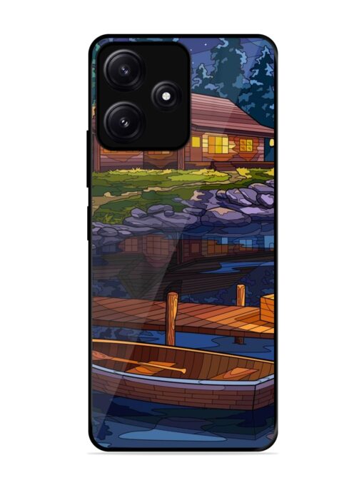 Village Night Scene Glossy Metal Phone Cover for Poco M6 (5G) Zapvi