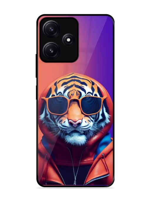 Tiger Animation Glossy Metal Phone Cover for Poco M6 (5G)