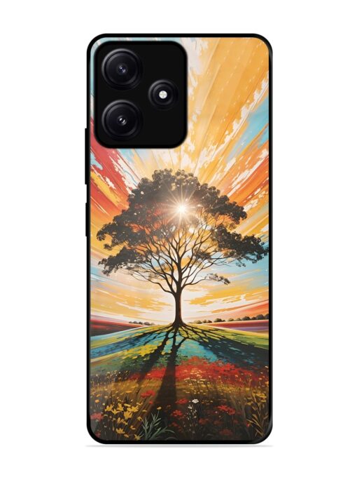 Abstract Tree Colorful Art Glossy Metal Phone Cover for Poco M6 (5G)