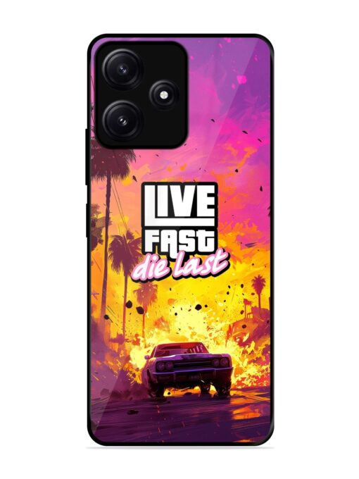 Live Fast Glossy Metal Phone Cover for Poco M6 (5G) Zapvi