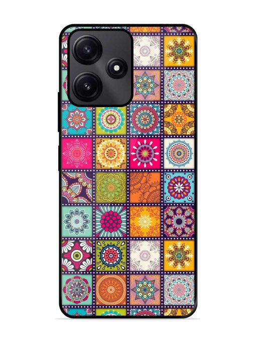 Seamless Pattern Vintage Glossy Metal Phone Cover for Poco M6 Pro (5G)