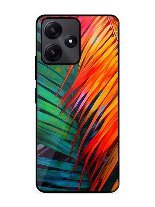 Painted Tropical Leaves Glossy Metal Phone Cover for Poco M6 Pro (5G)