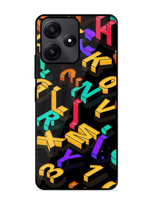 Seamless Pattern With Letters Glossy Metal Phone Cover for Poco M6 Pro (5G)