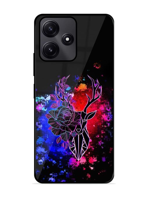 Floral Deer Art Glossy Metal Phone Cover for Poco M6 Pro (5G) Zapvi