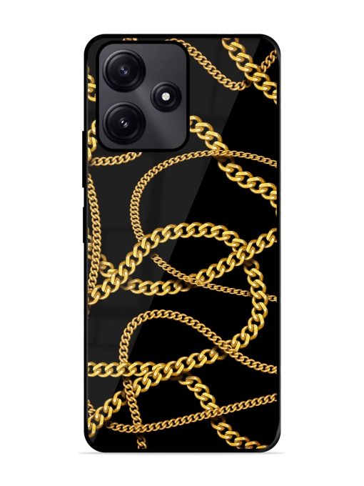 Decorative Golde Chain Glossy Metal Phone Cover for Poco M6 Pro (5G) Zapvi