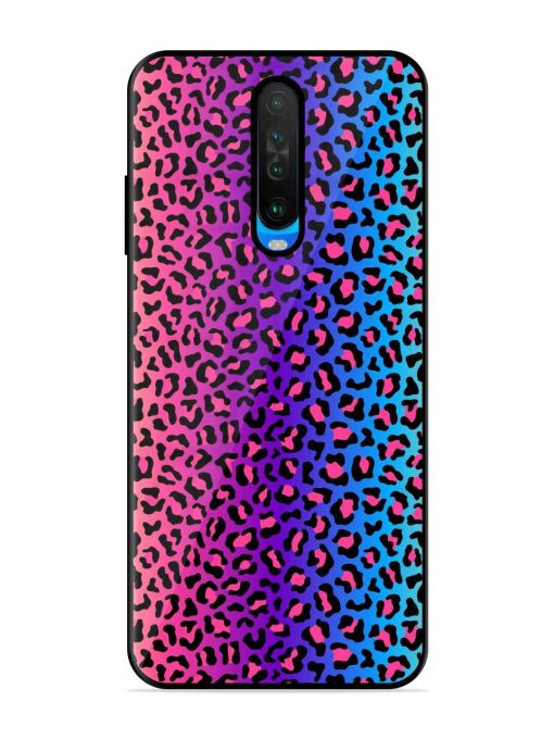 Colorful Leopard Seamless Glossy Metal Phone Cover for Poco X2 Zapvi