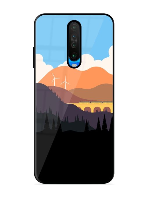 Minimal Mountain Vector Glossy Metal Phone Cover for Poco X2