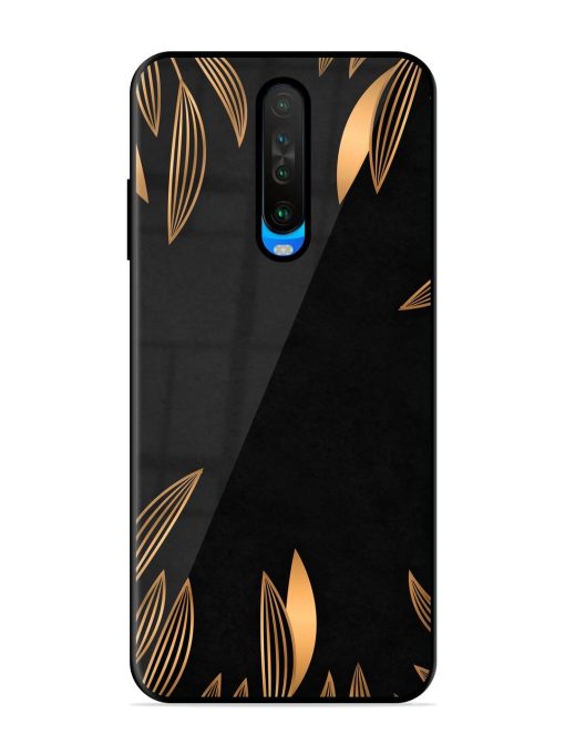 Golden Leaf Pattern Glossy Metal Phone Cover for Poco X2 Zapvi