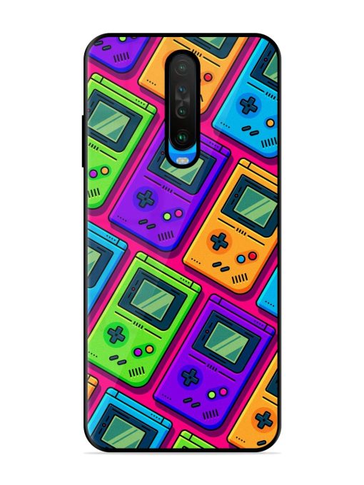 Game Seamless Pattern Glossy Metal Phone Cover for Poco X2