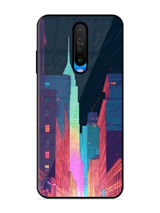 Minimal City Art Glossy Metal Phone Cover for Poco X2 Zapvi