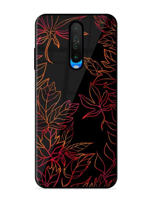 Red Floral Pattern Glossy Metal Phone Cover for Poco X2