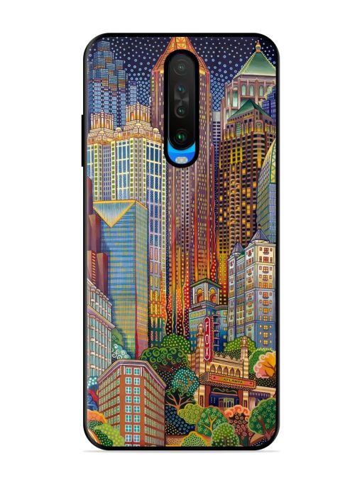 Cityscapes Art Glossy Metal Phone Cover for Poco X2 Zapvi