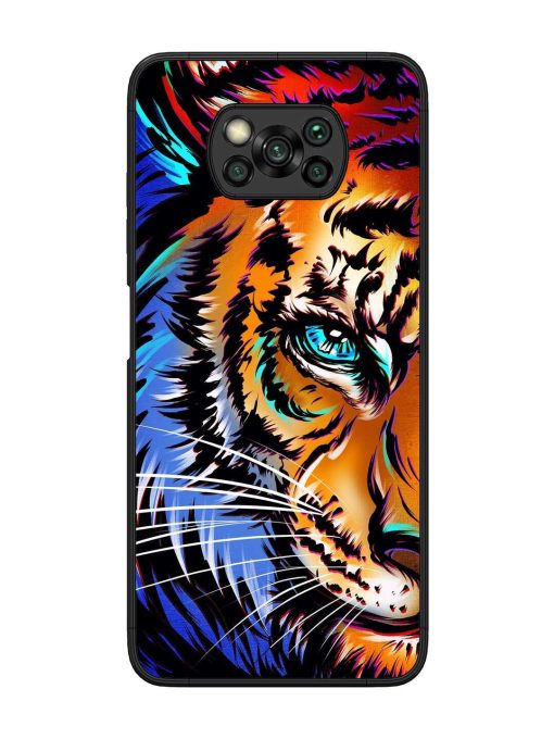 Colorful Lion Art Glossy Metal Phone Cover for Poco X3 Zapvi