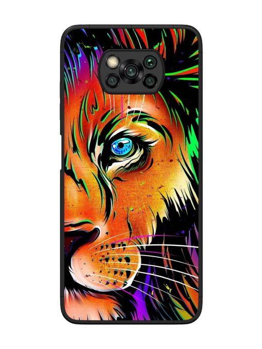 Colorful Lion Design Glossy Metal TPU Phone Cover for Poco X3 Zapvi