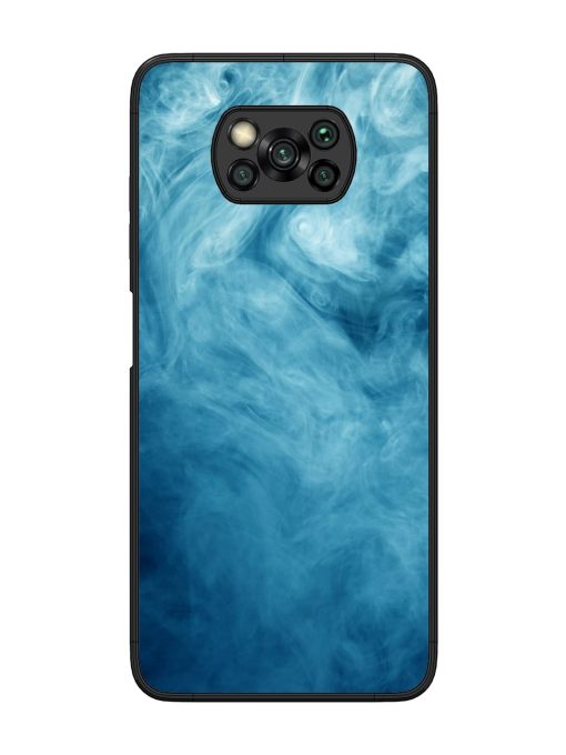 Blue Smoke Art Glossy Metal Phone Cover for Poco X3 Zapvi