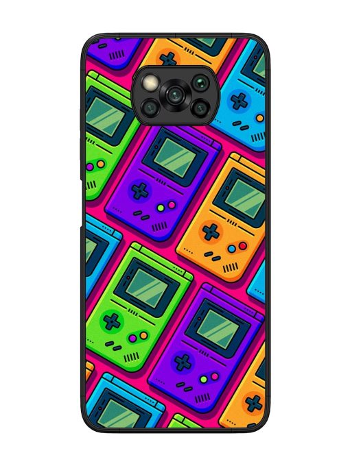 Game Seamless Pattern Glossy Metal Phone Cover for Poco X3