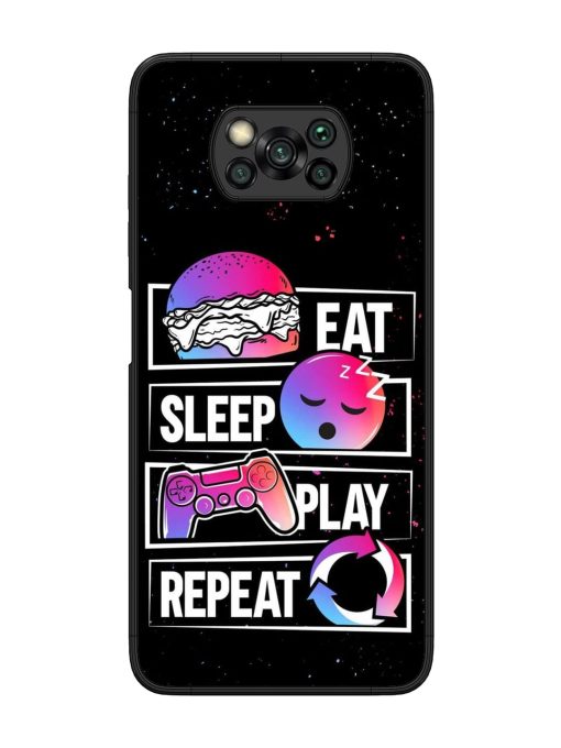 Eat Sleep Play Repeat Glossy Metal Phone Cover for Poco X3 Zapvi