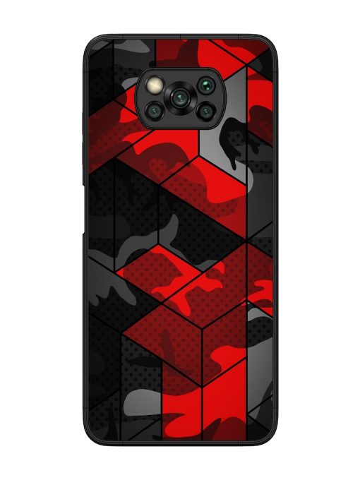 Royal Red Camouflage Pattern Glossy Metal Phone Cover for Poco X3 Zapvi