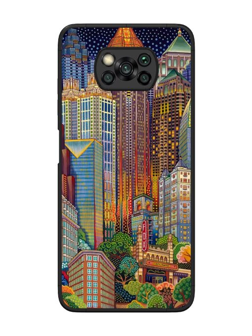 Cityscapes Art Glossy Metal Phone Cover for Poco X3