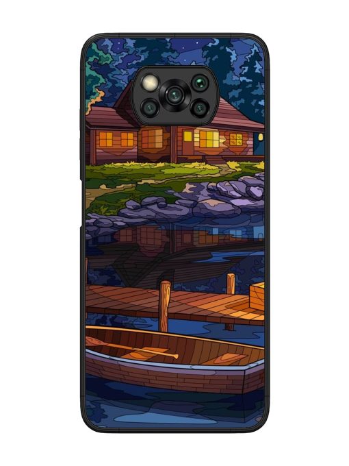 Village Night Scene Glossy Metal Phone Cover for Poco X3 Zapvi