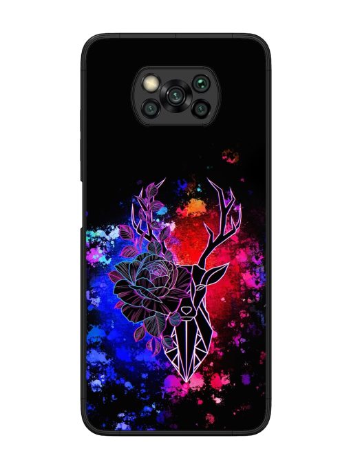 Floral Deer Art Glossy Metal Phone Cover for Poco X3 Zapvi