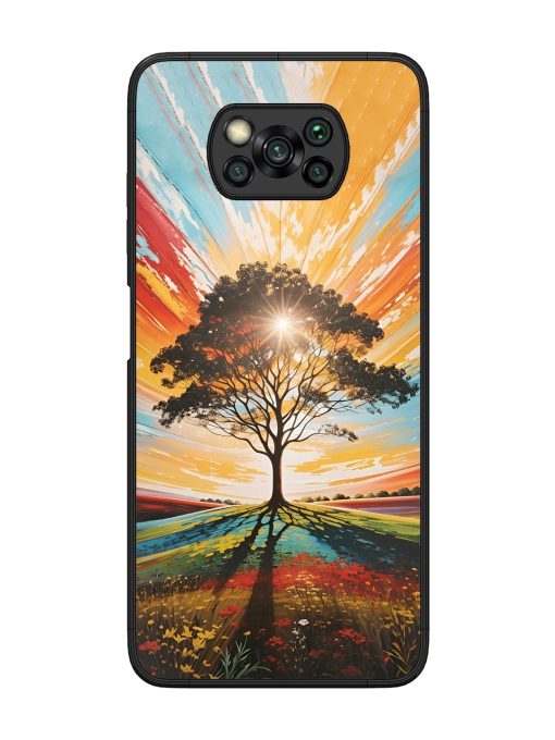 Abstract Tree Colorful Art Glossy Metal Phone Cover for Poco X3 Zapvi