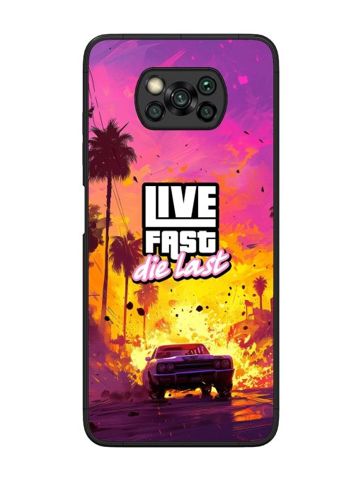 Live Fast Glossy Metal Phone Cover for Poco X3 Zapvi