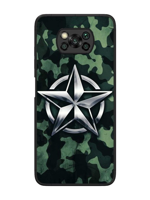 Indian Army Star Design Glossy Metal Phone Cover for Poco X3 Pro Zapvi