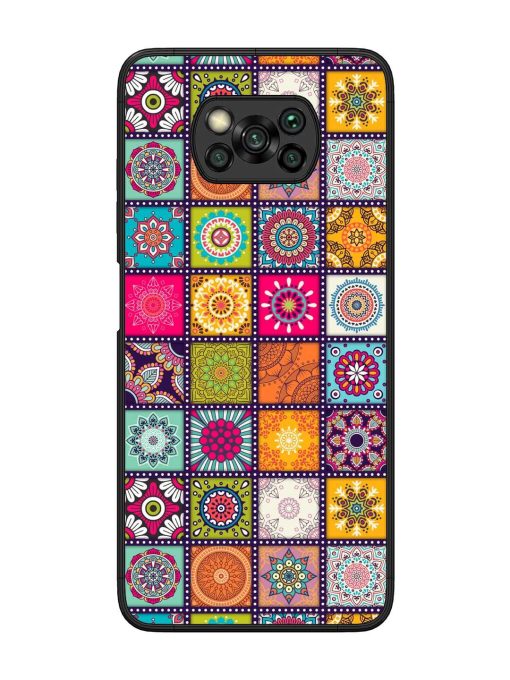 Seamless Pattern Vintage Glossy Metal Phone Cover for Poco X3 Pro