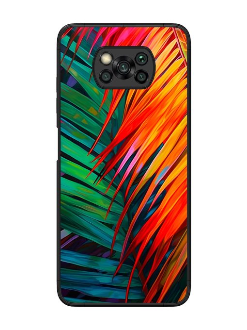 Painted Tropical Leaves Glossy Metal Phone Cover for Poco X3 Pro Zapvi