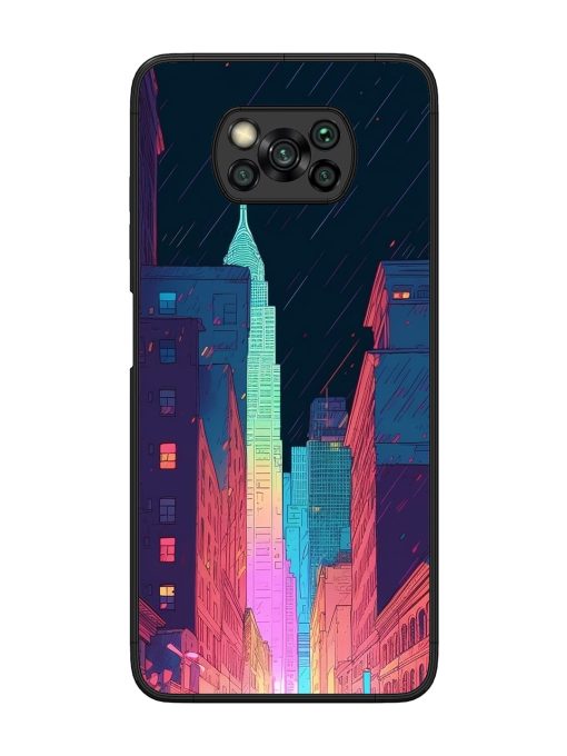 Minimal City Art Glossy Metal Phone Cover for Poco X3 Pro